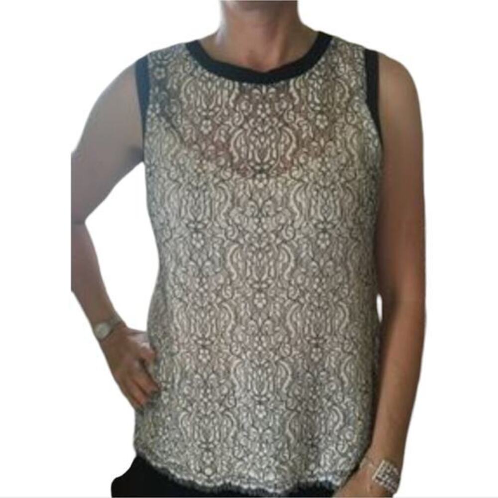Nine Britton Jaiba Lace Blouse Black and White Victorian Size Large‎